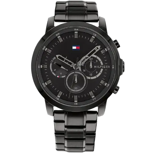Tommy Hilfiger Jameson 1791795 men's watch, all-black stainless steel case, black dial, black steel bracelet, 44mm.
