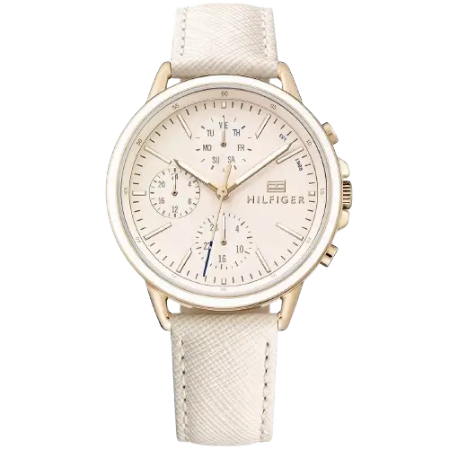 Tommy Hilfiger Carly 1781789 women's watch, rose gold-tone stainless steel case, pink genuine leather strap, 38mm.