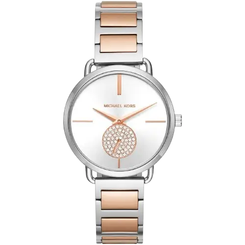 Michael Kors MK3709 Watch Portia ladies, two-tone silver and rose gold, crystal sub-dial, 37mm.