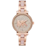 Michael Kors MK4336 Watch Sofie ladies, rose gold-tone and pink bracelet, crystal bezel, 39mm.