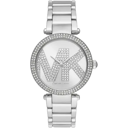 Michael Kors MK6651 Ritz women's watch, silver and rose gold two-tone bracelet, silver-tone case, chronograph, 37mm.
