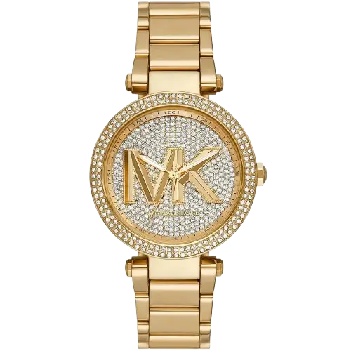 Michael Kors MK7283 Parker women's watch, all-gold-tone stainless steel, crystal bezel, 42mm.