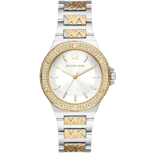Michael Kors MK7338 Lennox women's watch, two-tone silver and gold stainless steel, white dial, 42mm.