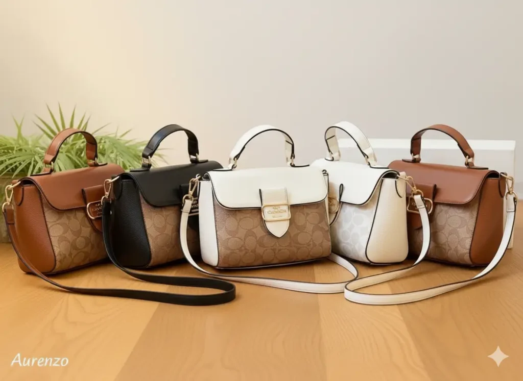 Coach Signature Canvas Mini Flap Bag with Top Handle and Crossbody Strap (5 Colors).