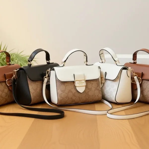 Coach Signature Canvas Mini Flap Bag with Top Handle and Crossbody Strap (5 Colors).