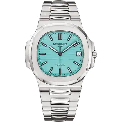Patek Philippe Nautilus 5711/1A-018 Steel watch, Octagonal case, Tiffany Blue/Turquoise dial with dual Patek/Tiffany signature, integrated steel bracelet, 40mm.
