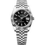 Rolex Datejust 41 Steel watch, Oyster Perpetual, Silver-Tone Oyster bracelet, sharp Black dial, 41mm.