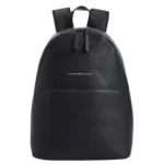 Tommy Hilfiger Backpack: Large TH Essentials black leather backpack with 45 x 38 cm dimensions and metallic logo.