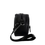 Armani Exchange Handbag: Black genuine leather AX print logo handbag with adjustable strap and 21x17 cm compact dimensions.