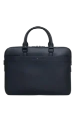 شنطة تومي هيلفيغر بريف كيس: حقيبة أعمال سوداء جلد طبيعي 100% للمحترفين مع قسم للاب توب ومقابض يد وحزام كتف.