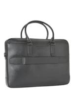 Tommy Hilfiger Business Bag: Black 100% leather TH x Mercedes-Benz edition briefcase with padded laptop sleeve and dual logo branding.