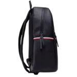 Tommy Hilfiger Backpack: 100% black genuine leather TH Essential backpack with large 45 x 38 cm capacity and metallic hardware.