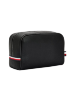 Tommy Hilfiger Handbag: Men’s black 100% leather small handbag with adjustable strap and 22x17 cm size for daily essentials.