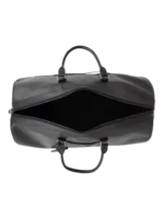 Tommy Hilfiger Travel Bag: Large black 100% leather duffle travel bag with reinforced handles and 51cm length for weekend trips.