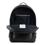 Tommy Hilfiger Backpack: Genuine Leather Bag-Black & Navy. - Image 2