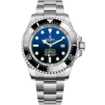 Rolex Deepsea: Luxury professional watch with blue gradient dial, silver Oystersteel bracelet, and black ceramic bezel.