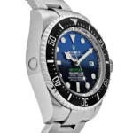 Rolex Deepsea: Luxury professional watch with blue gradient dial, silver Oystersteel bracelet, and black ceramic bezel.