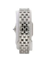 Cartier Panthère Watch: Women's 30mm steel square watch with white dial, Roman numerals, and blue steel hands.