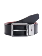 Tommy Hilfiger Belt: Reversible double-sided leather belt with rotating buckle and 115 cm length for men’s formal and casual wear.