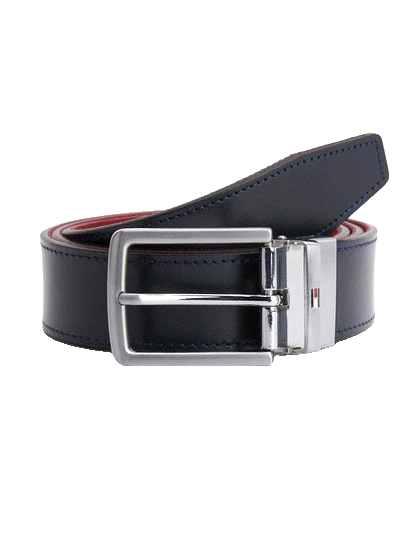 Tommy Hilfiger Belt: Reversible double-sided leather belt with rotating buckle and 115 cm length for men’s formal and casual wear.