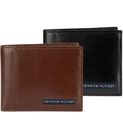 محفظة رجالي جلد طبيعي ثنائي الطي من تومي هيلفيجر – تصميم أنيق وجودة عالية