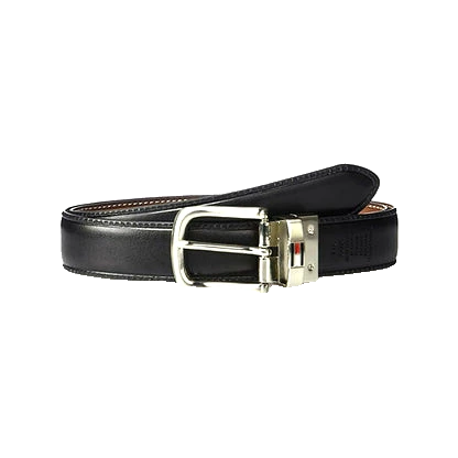 Tommy Hilfiger Belt: Reversible black and brown 100% genuine leather belt with rotating metallic buckle and 120 cm length.