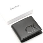 Calvin Klein Wallet: Men’s black 100% genuine leather bifold wallet with embossed CK logo and multiple card slots.