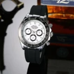 "5 Breathtaking views of the iconic Rolex Cosmograph Daytona Watch Ref 126519LN 'Ghost', showcasing the incredible steel dial and 18k white gold finish."