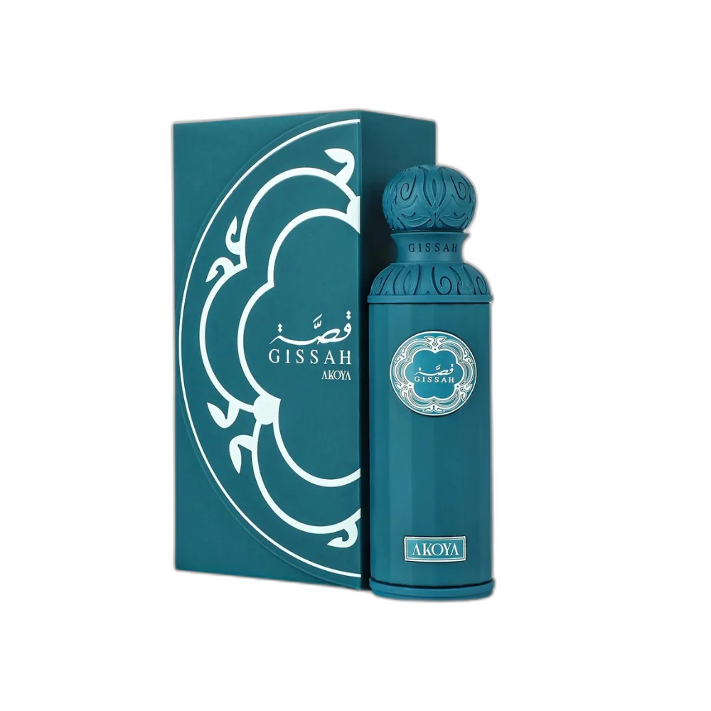 جاجة عطر أكويا من قصة المذهلة بحجم 200 مل مع علبة التغليف الفاخرة الـ أسطورية باللونين الأزرق والأبيض."